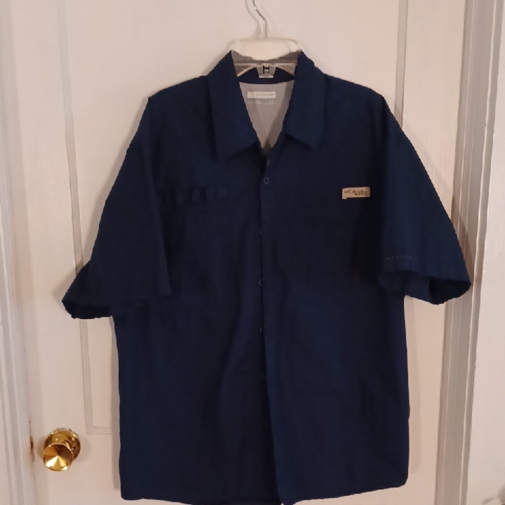 Columbia Men's Navy Blue Fishing Shirt Mens Size Large